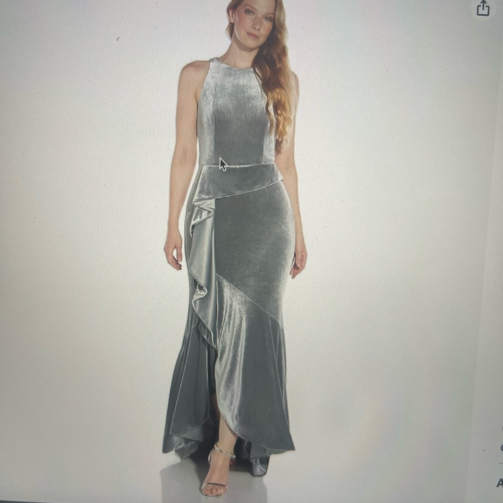 Adrianna Papell Asymmetrical Velvet Dress In Gray